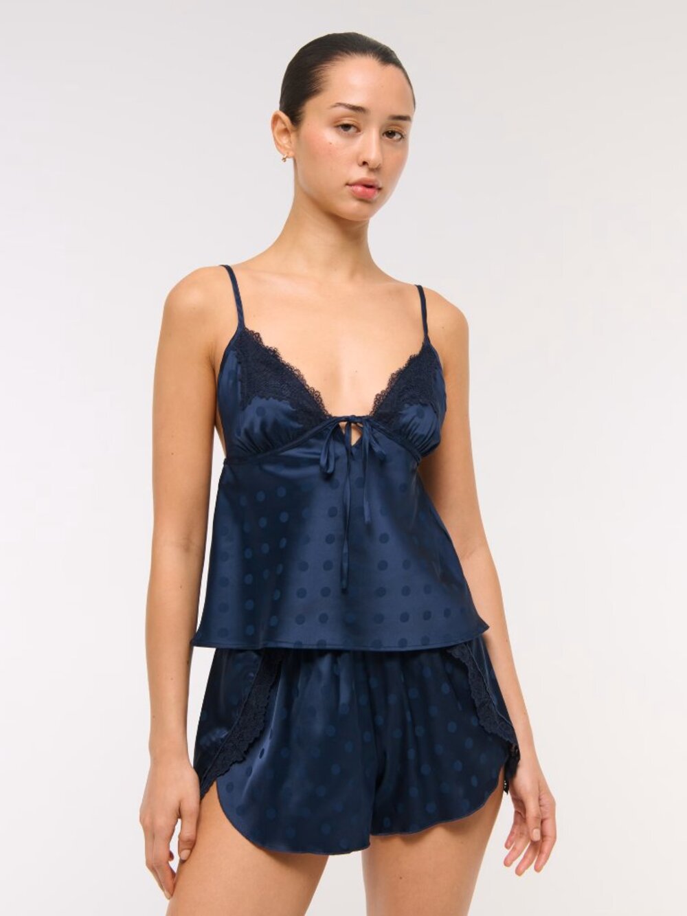 Like New Abercrombie & Fitch Jacquard Lace & Satin Sleep Cami & Short set Sz XL